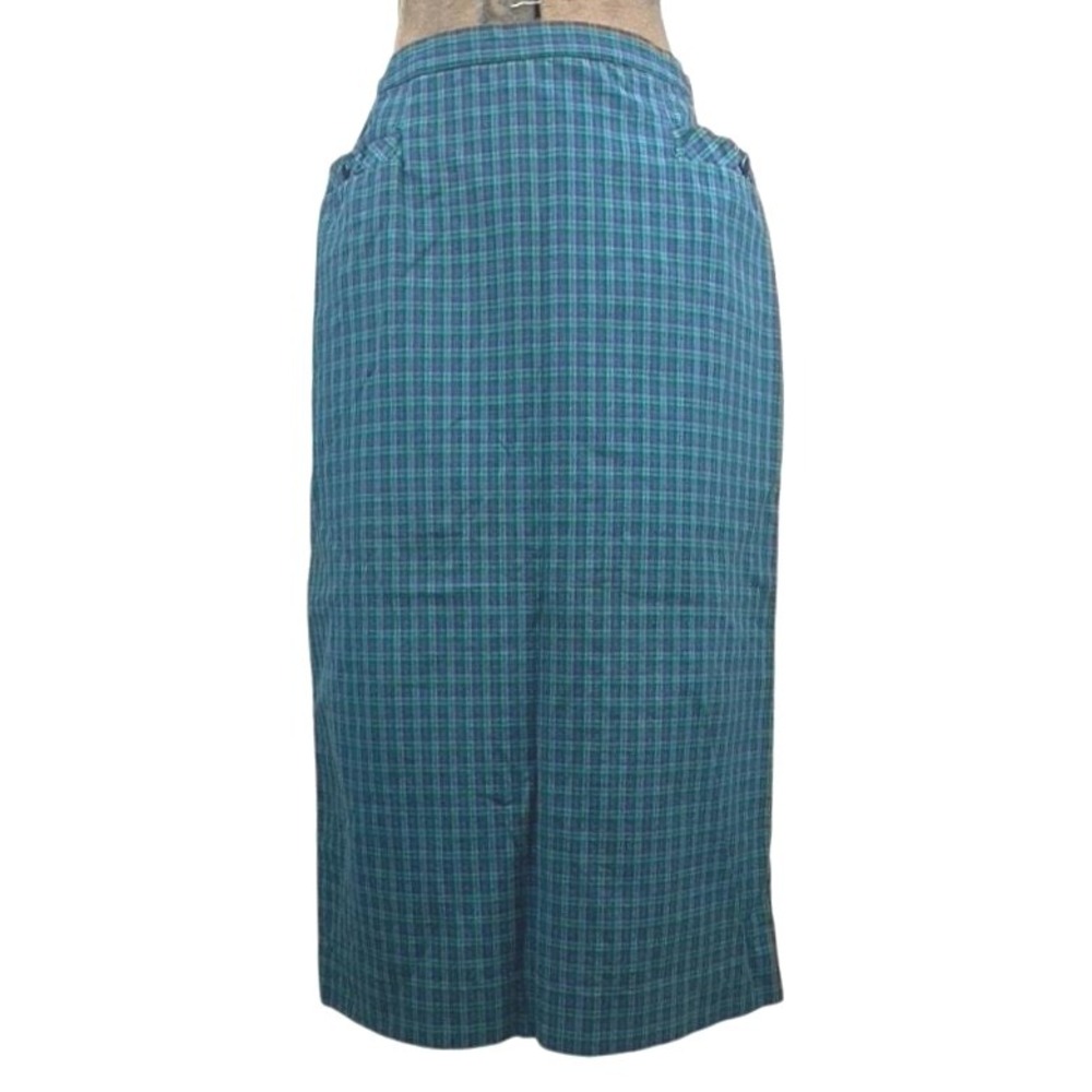 Vintage 60s Womens (S) Tartan Plaid Pencil Skirt Pockets GURIAN Midi Rockabilly